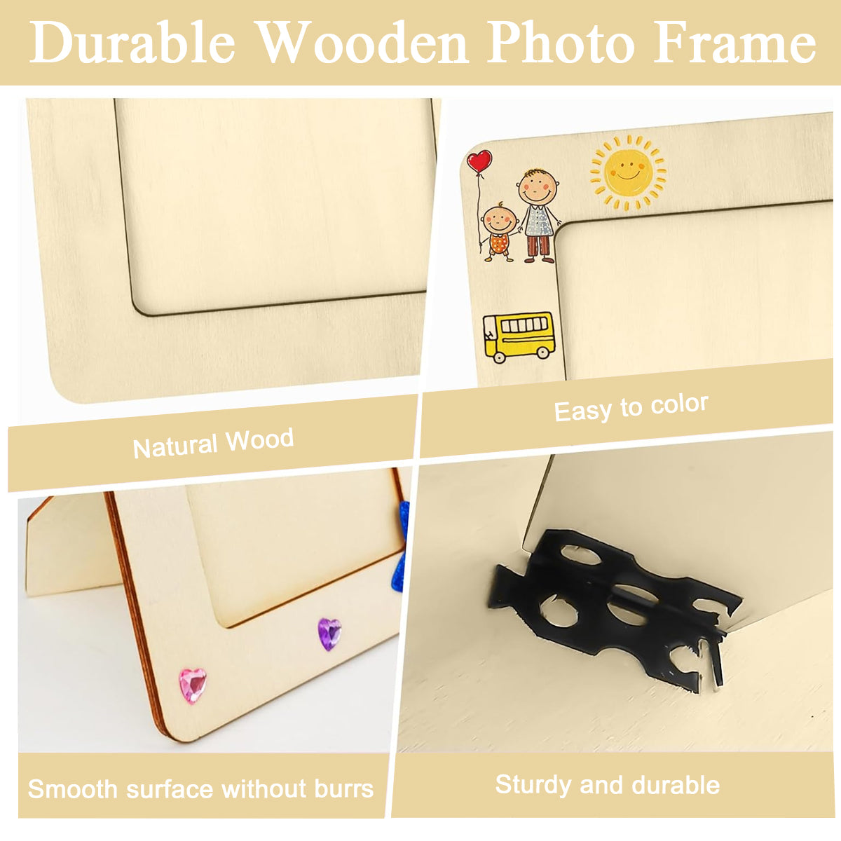 HASTHIP 6Pcs Wooden Photo Frame 7.5 HASTHIP 6Pcs Wooden Photo Frame 7.5